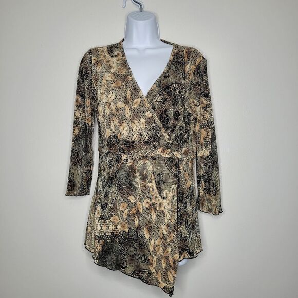 Vintage y2k grunge fairy patchwork v neck wrap asymmetrical blouse large - Picture 1 of 5